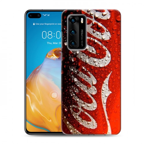 Дизайнерский силиконовый с усиленными углами чехол для Huawei P40 Coca-cola