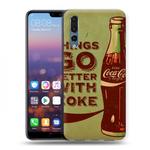 Дизайнерский силиконовый с усиленными углами чехол для Huawei P20 Pro Coca-cola