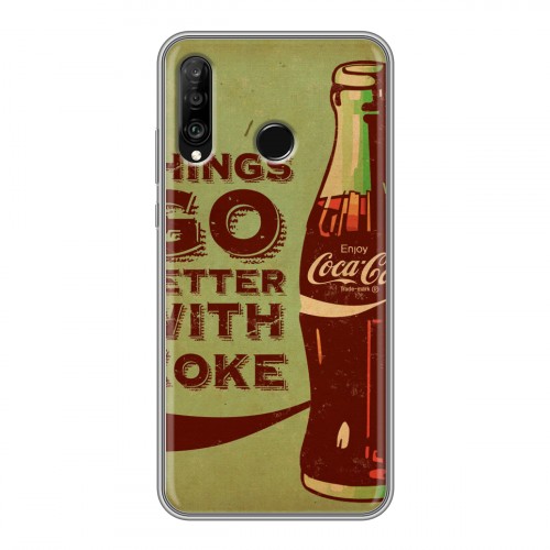 Дизайнерский силиконовый чехол для Huawei P30 Lite Coca-cola