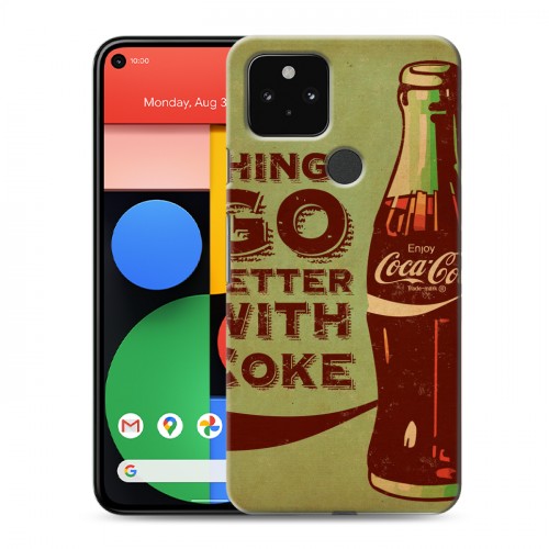 Дизайнерский пластиковый чехол для Google Pixel 5 Coca-cola