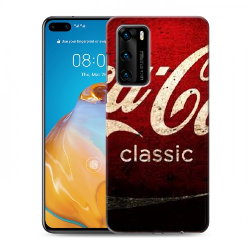 Дизайнерский силиконовый с усиленными углами чехол для Huawei P40 Coca-cola