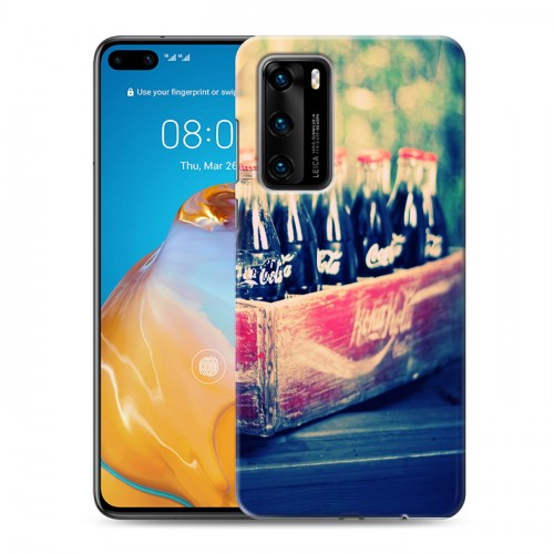 Дизайнерский силиконовый с усиленными углами чехол для Huawei P40 Coca-cola