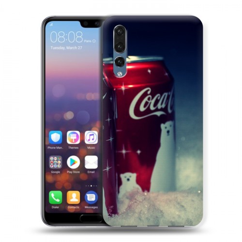 Дизайнерский силиконовый с усиленными углами чехол для Huawei P20 Pro Coca-cola