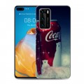 Дизайнерский силиконовый с усиленными углами чехол для Huawei P40 Coca-cola