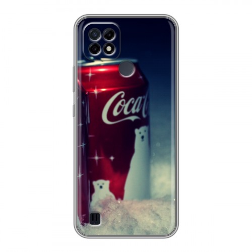 Дизайнерский силиконовый чехол для Realme C21 Coca-cola