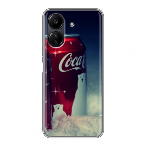 Дизайнерский силиконовый чехол для Xiaomi Poco C65 Coca-cola