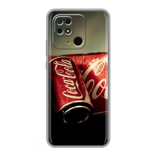 Дизайнерский силиконовый чехол для Xiaomi Redmi 10C Coca-cola