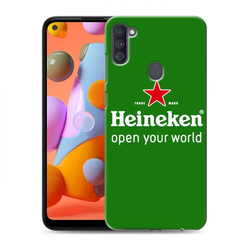 Дизайнерский силиконовый с усиленными углами чехол для Samsung Galaxy A11 Heineken