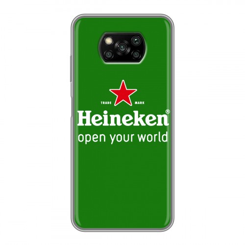 Дизайнерский силиконовый с усиленными углами чехол для Xiaomi Poco X3 Heineken