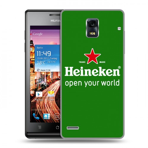 Дизайнерский пластиковый чехол для Huawei Ascend P1 Heineken