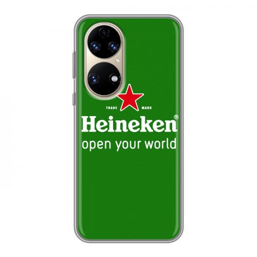 Дизайнерский силиконовый с усиленными углами чехол для Huawei P50 Pro Heineken