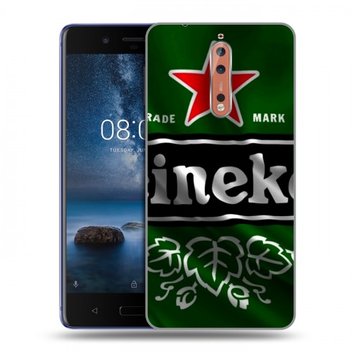 Дизайнерский пластиковый чехол для Nokia 8 Heineken