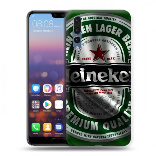 Дизайнерский силиконовый с усиленными углами чехол для Huawei P20 Pro Heineken