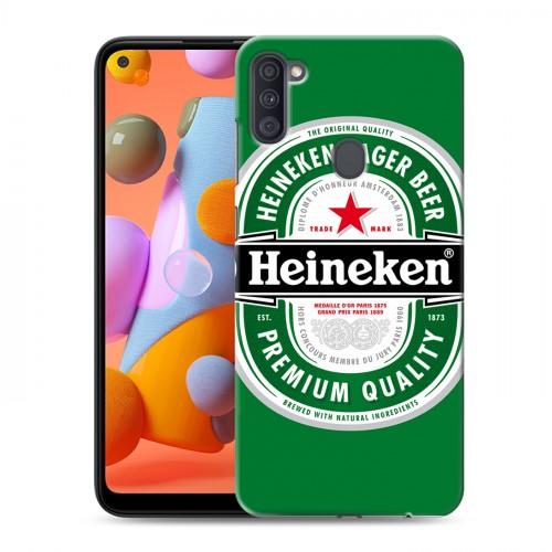 Дизайнерский силиконовый с усиленными углами чехол для Samsung Galaxy A11 Heineken