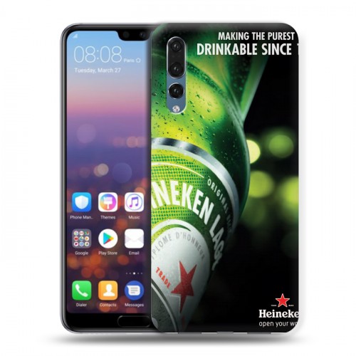 Дизайнерский силиконовый с усиленными углами чехол для Huawei P20 Pro Heineken