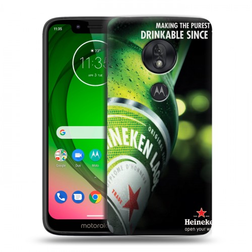 Дизайнерский пластиковый чехол для Motorola Moto G7 Play Heineken