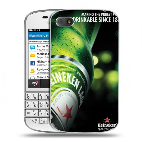 Дизайнерский пластиковый чехол для BlackBerry Q10 Heineken