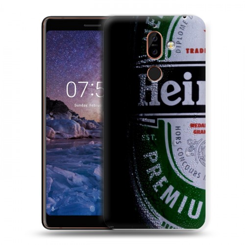 Дизайнерский пластиковый чехол для Nokia 7 Plus Heineken