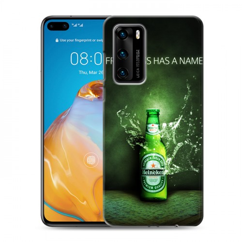 Дизайнерский силиконовый с усиленными углами чехол для Huawei P40 Heineken