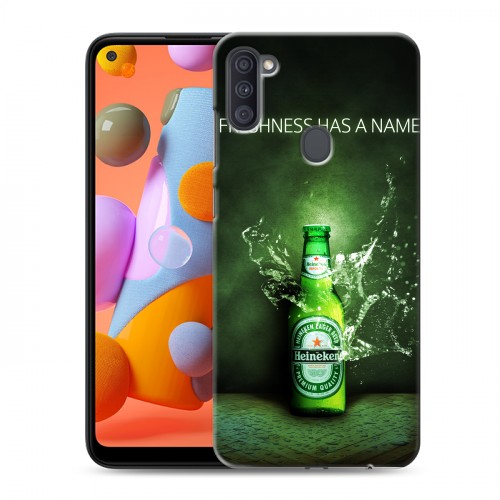 Дизайнерский силиконовый с усиленными углами чехол для Samsung Galaxy A11 Heineken