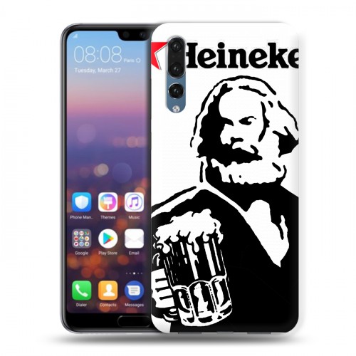 Дизайнерский силиконовый с усиленными углами чехол для Huawei P20 Pro Heineken