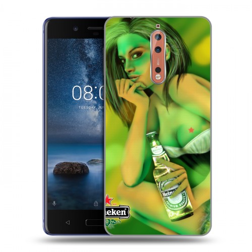 Дизайнерский пластиковый чехол для Nokia 8 Heineken