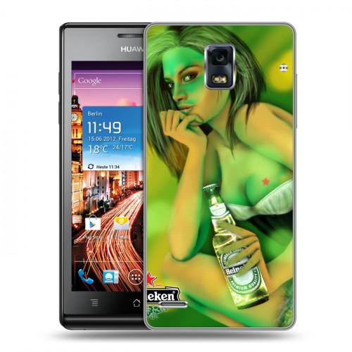 Дизайнерский пластиковый чехол для Huawei Ascend P1 Heineken