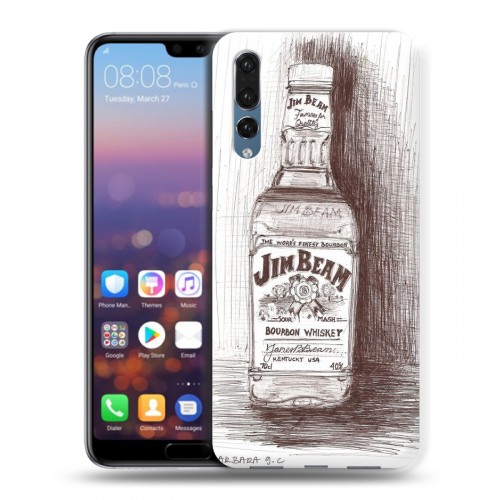 Дизайнерский силиконовый с усиленными углами чехол для Huawei P20 Pro Jim Beam