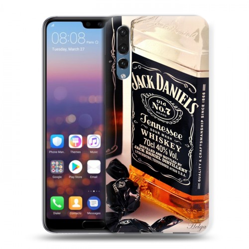 Дизайнерский силиконовый с усиленными углами чехол для Huawei P20 Pro Jack Daniels