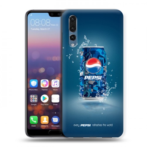 Дизайнерский силиконовый с усиленными углами чехол для Huawei P20 Pro Pepsi