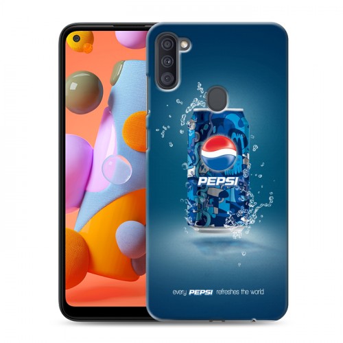 Дизайнерский силиконовый с усиленными углами чехол для Samsung Galaxy A11 Pepsi