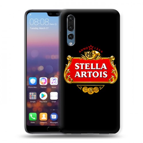 Дизайнерский силиконовый с усиленными углами чехол для Huawei P20 Pro Stella Artois