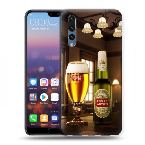 Дизайнерский силиконовый с усиленными углами чехол для Huawei P20 Pro Stella Artois