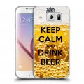 Дизайнерский пластиковый чехол для Samsung Galaxy S6 Пузырьки пива