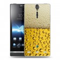 Дизайнерский пластиковый чехол для Sony Xperia S Пузырьки пива