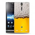 Дизайнерский пластиковый чехол для Sony Xperia S Пузырьки пива