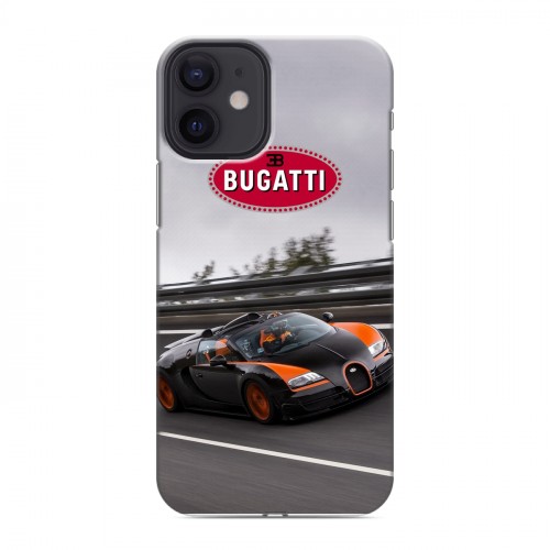 Дизайнерский силиконовый с усиленными углами чехол для Iphone 12 Mini Bugatti
