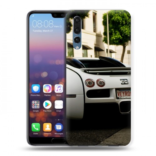 Дизайнерский силиконовый с усиленными углами чехол для Huawei P20 Pro Bugatti