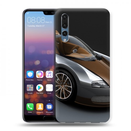 Дизайнерский силиконовый с усиленными углами чехол для Huawei P20 Pro Bugatti