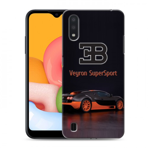 Дизайнерский силиконовый с усиленными углами чехол для Samsung Galaxy A01 Bugatti