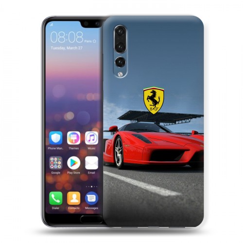 Дизайнерский силиконовый с усиленными углами чехол для Huawei P20 Pro Ferrari