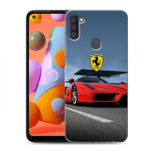 Дизайнерский силиконовый с усиленными углами чехол для Samsung Galaxy A11 Ferrari