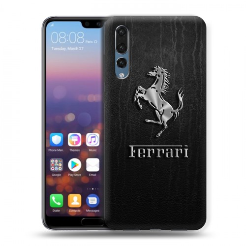 Дизайнерский силиконовый с усиленными углами чехол для Huawei P20 Pro Ferrari