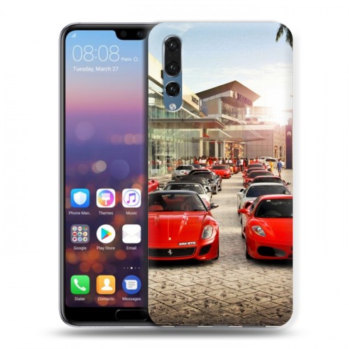 Дизайнерский силиконовый с усиленными углами чехол для Huawei P20 Pro Ferrari