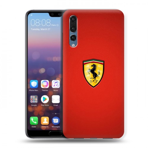 Дизайнерский силиконовый с усиленными углами чехол для Huawei P20 Pro Ferrari