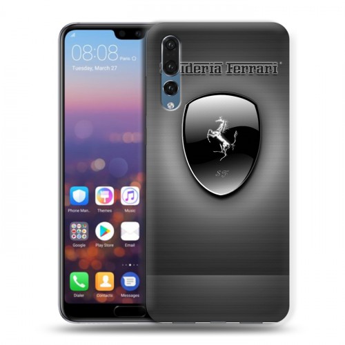 Дизайнерский силиконовый с усиленными углами чехол для Huawei P20 Pro Ferrari