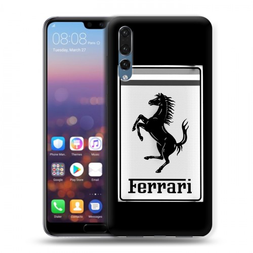 Дизайнерский силиконовый с усиленными углами чехол для Huawei P20 Pro Ferrari