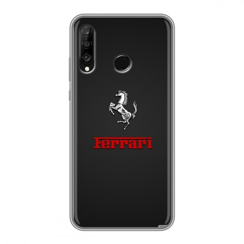 Дизайнерский силиконовый с усиленными углами чехол для Huawei P30 Lite Ferrari