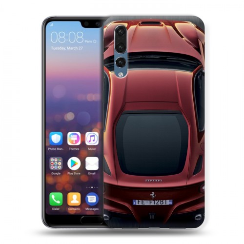 Дизайнерский силиконовый с усиленными углами чехол для Huawei P20 Pro Ferrari