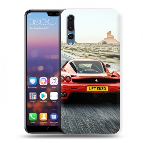 Дизайнерский силиконовый с усиленными углами чехол для Huawei P20 Pro Ferrari